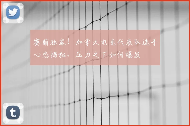 赛前独家！加拿大电竞代表队选手心态揭秘，压力之下如何爆发